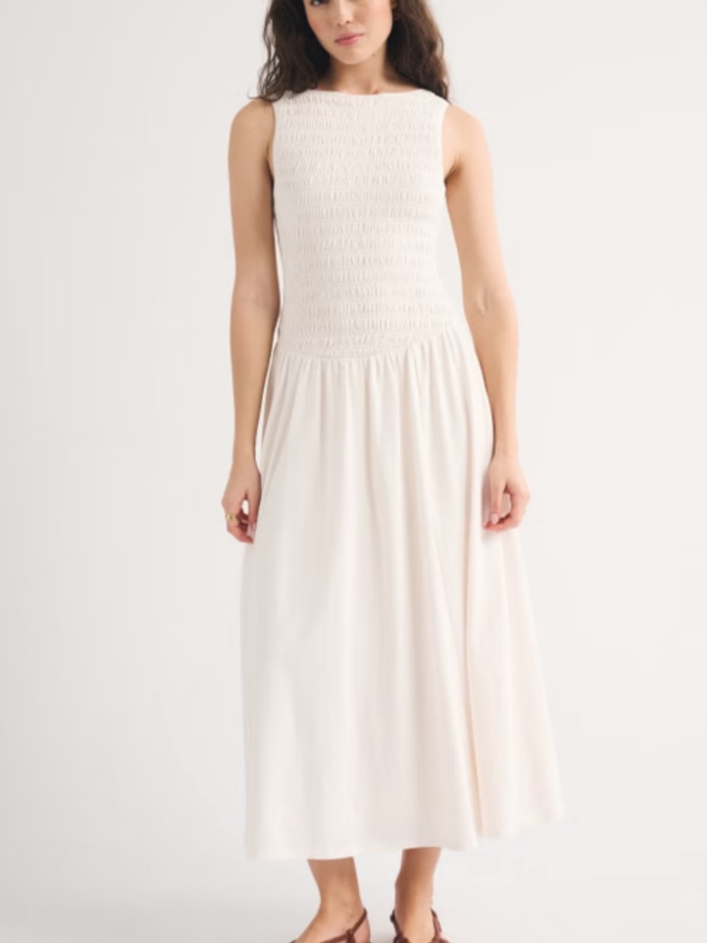 A&F Sydney Smocked Reversible Neckline Knit Midi Dress XSP